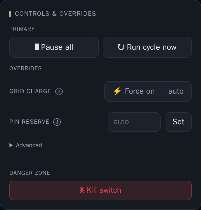 Overrides panel